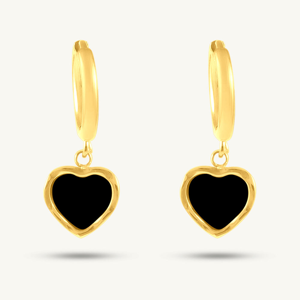 Noir Heart Drop Hoops