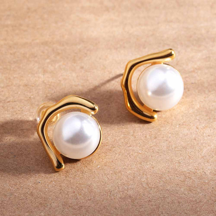 Sculpted Pearl Glow Studs - 2