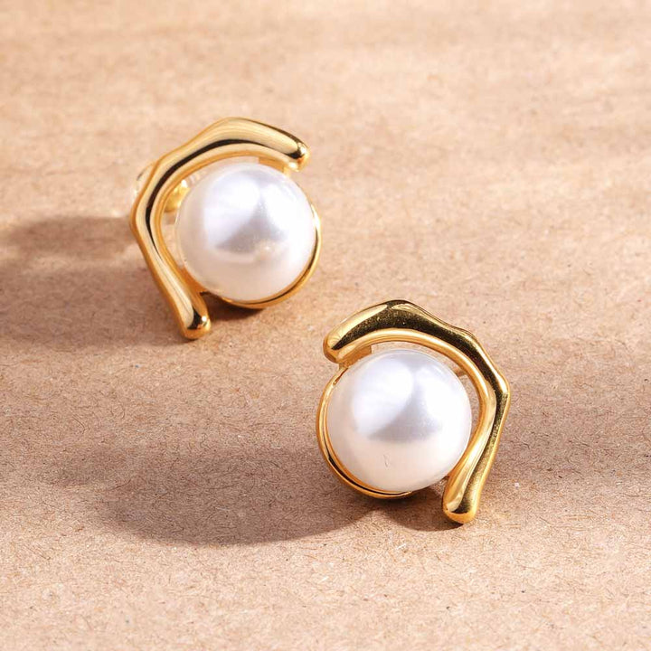 Sculpted Pearl Glow Studs - 1