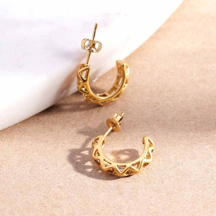 Crown Etch Hoops - 4