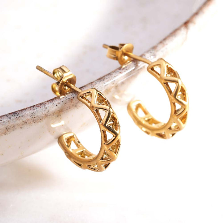 Crown Etch Hoops - 2