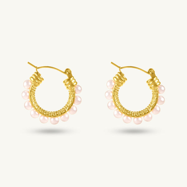 Pearl Woven Hoops
