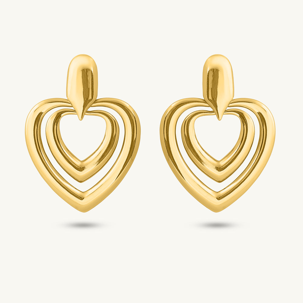 Twin Heart Drop Earrings