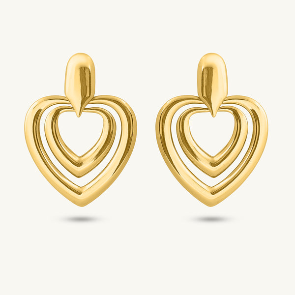 Twin Heart Drop Earrings