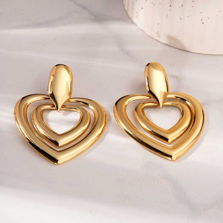 Twin Heart Drop Earrings-2