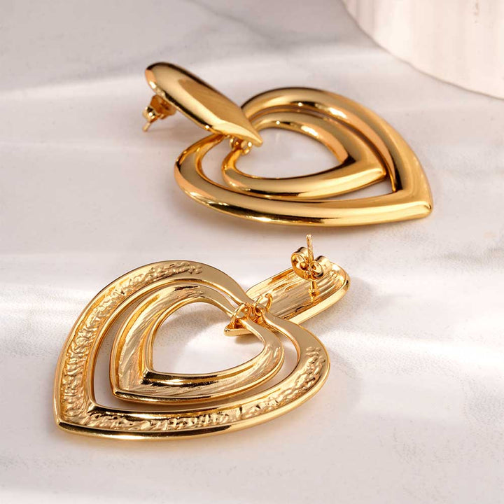 Twin Heart Drop Earrings-3
