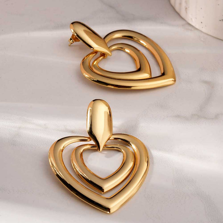 Twin Heart Drop Earrings-4
