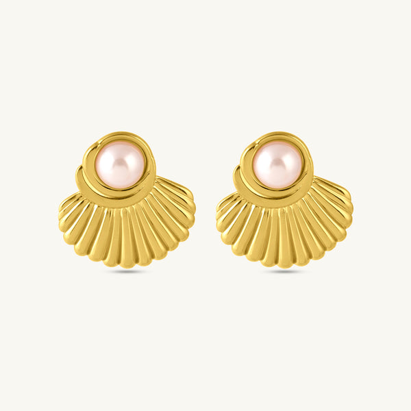 Oyster Pearl Stud Earrings-1