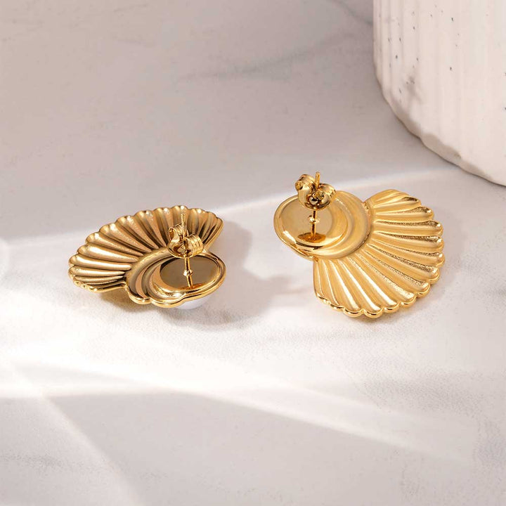 Oyster Pearl Stud Earrings-4