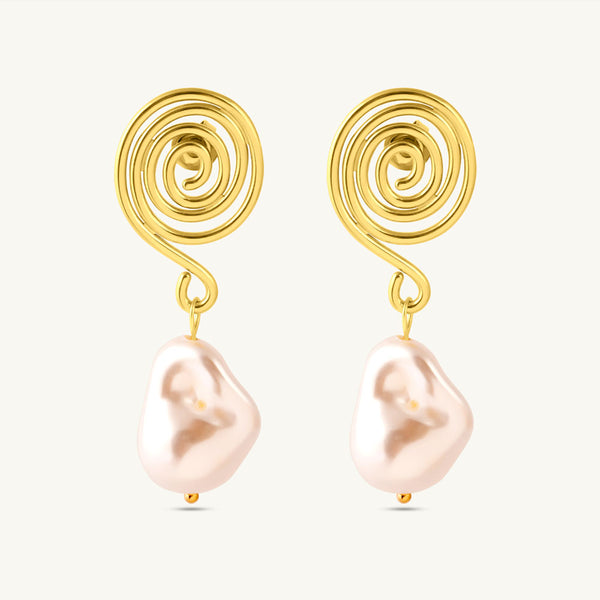 Swirl Pearl Drop Earrings-1