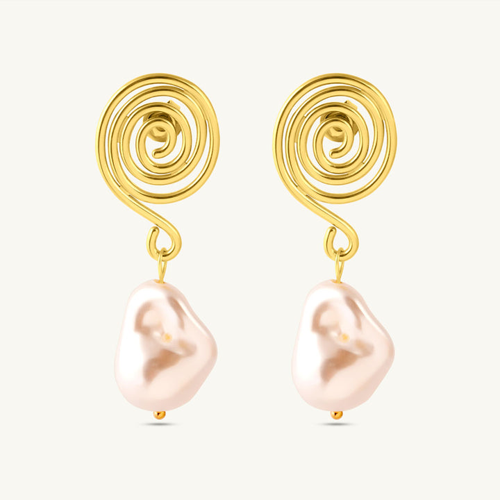 Swirl Pearl Drop Earrings-1