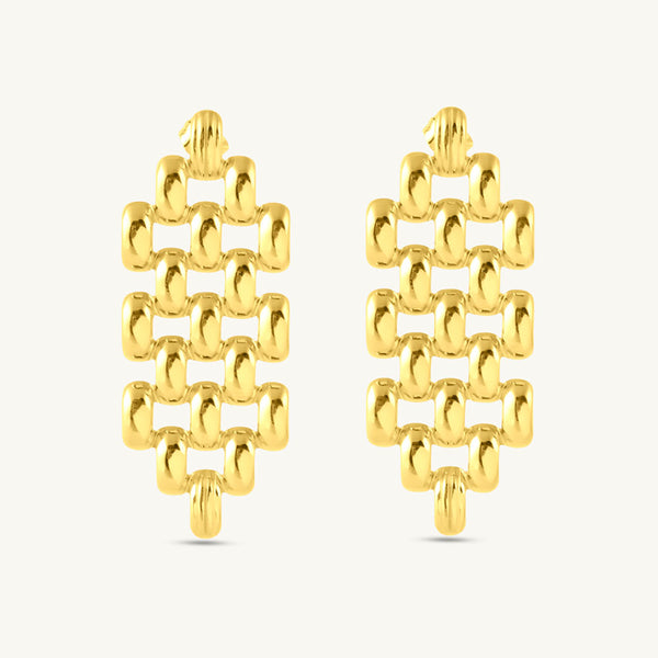 Hexagonal Grid Drop Earrings-1