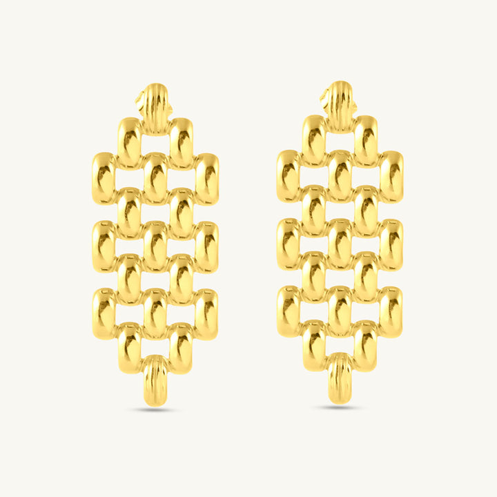 Hexagonal Grid Drop Earrings-1