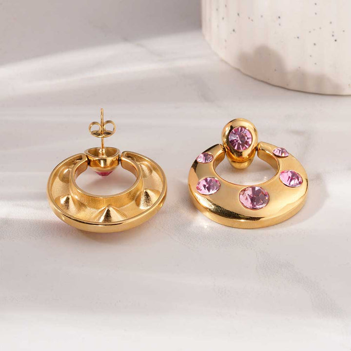 Luxe Pink Gem Drop Earrings - 3