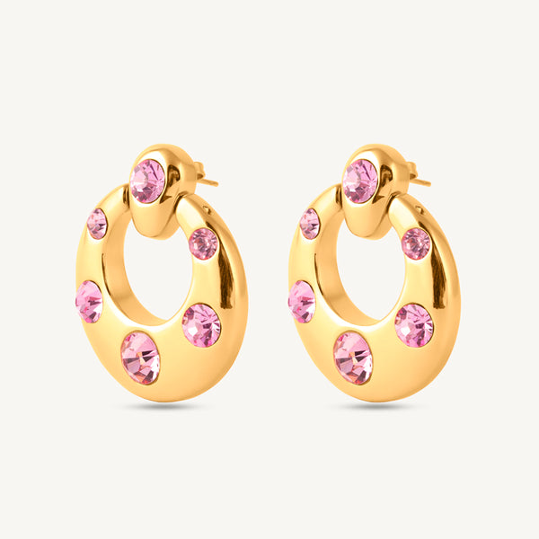 Luxe Pink Gem Drop Earrings - 4