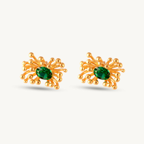 Gold Burst CZ Stone Earrings-1
