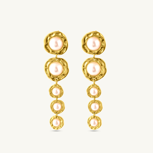 Chic Long Pearl Dangle Earrings-1