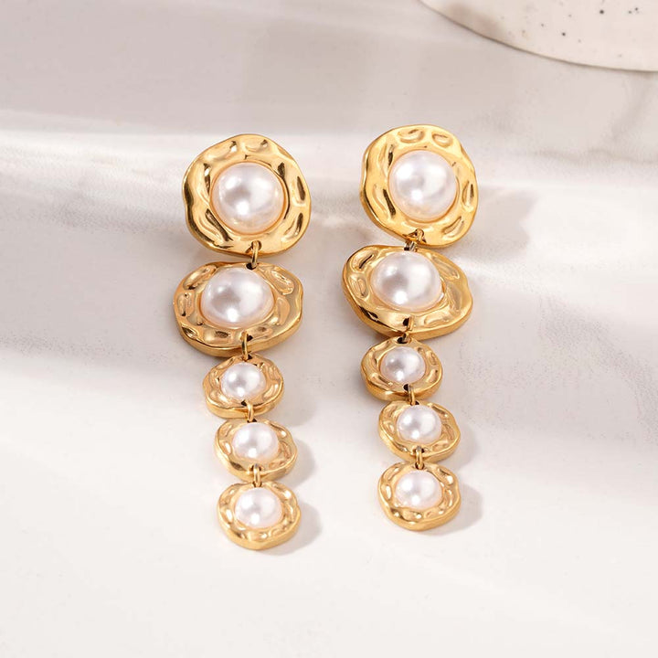 Chic Long Pearl Dangle Earrings-4
