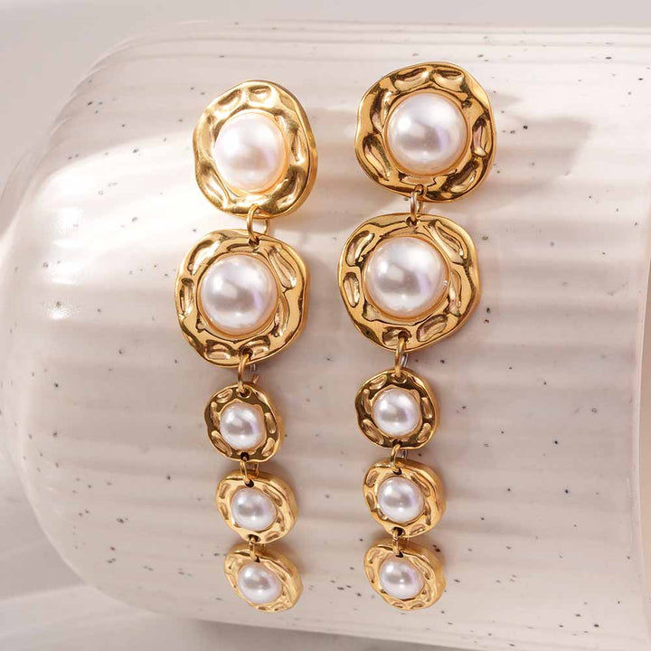 Chic Long Pearl Dangle Earrings-2