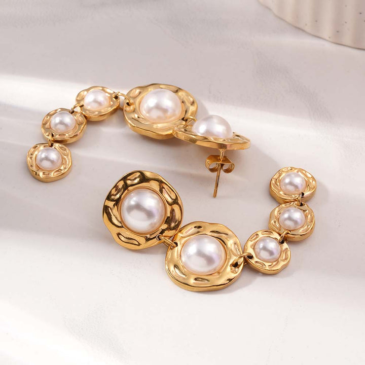 Chic Long Pearl Dangle Earrings-3