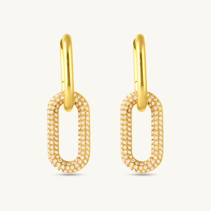 Interlock CZ Stone Dangle Earrings-1