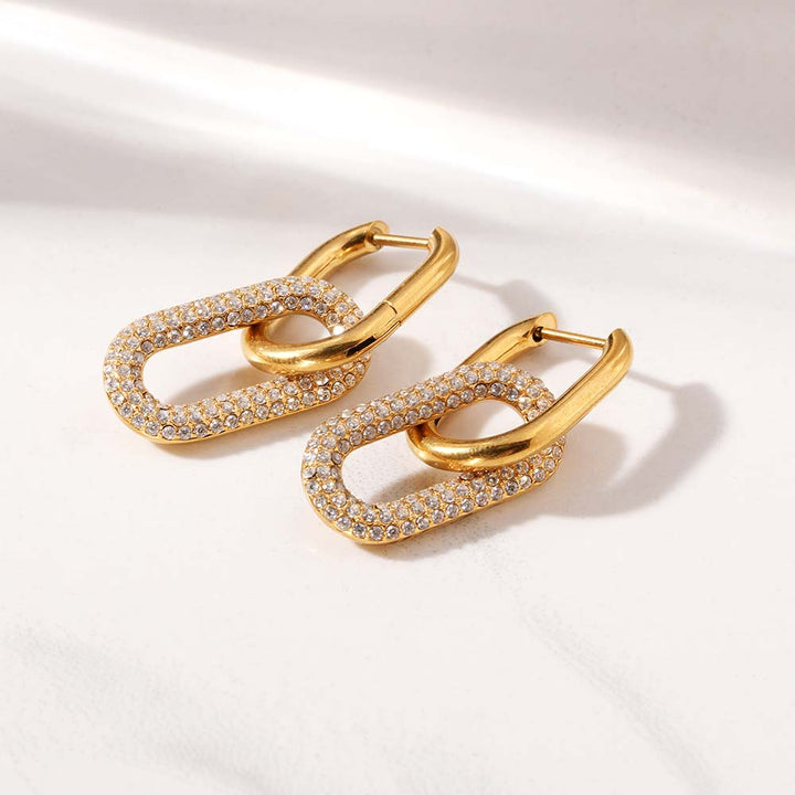 Interlock CZ Stone Dangle Earrings-3