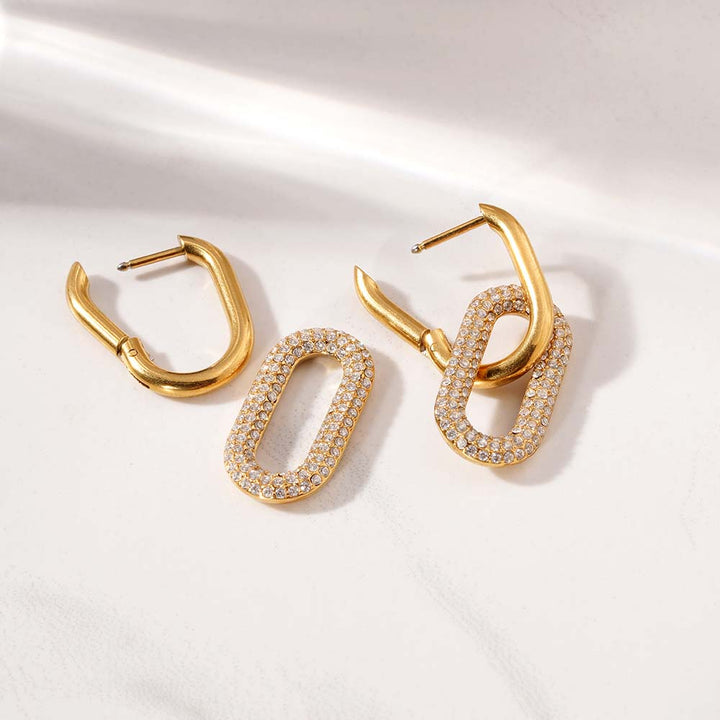 Interlock CZ Stone Dangle Earrings-4