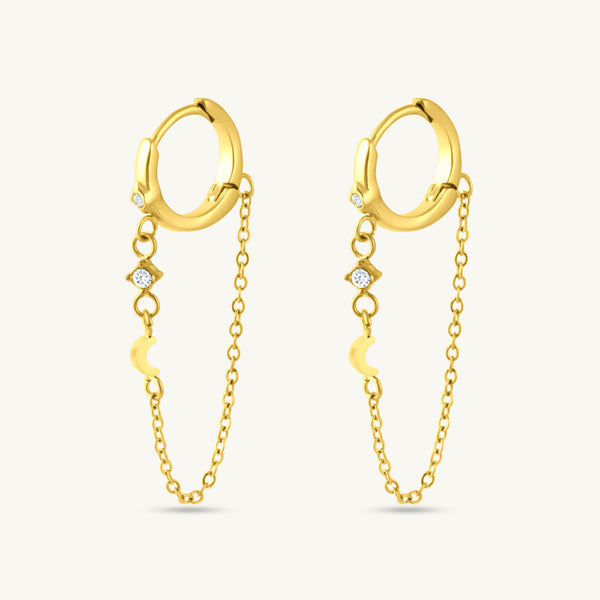 Hoop & Dangling Chain Earrings-1