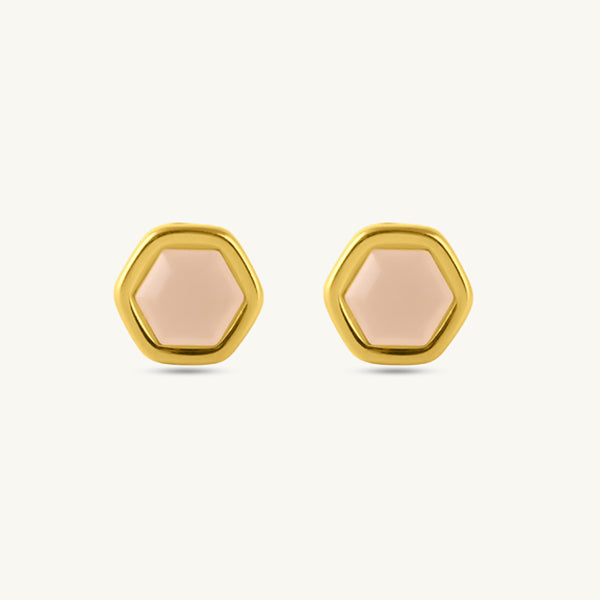 Hexagon Matte Stone Stud Earrings