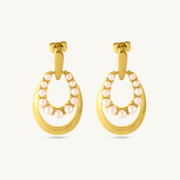 Twin Oval Pearl Drop Earrings