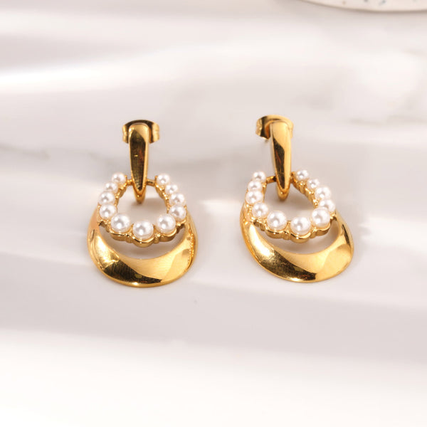 Twin Oval Pearl Drop Earrings
