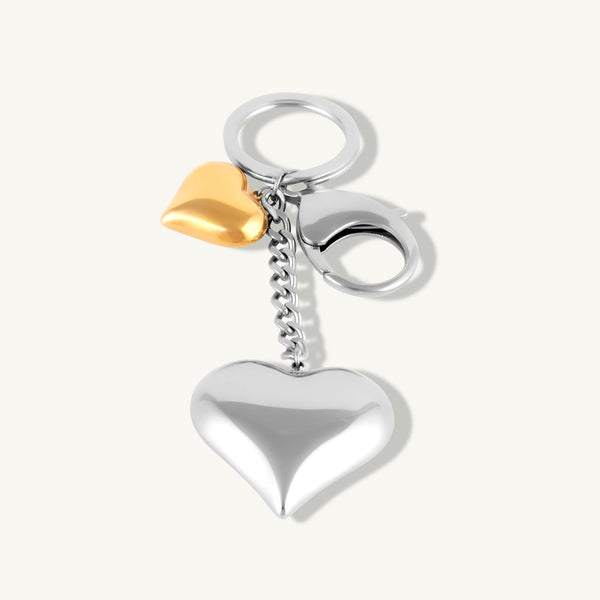 Heart Charm Dual-Tone Keychain