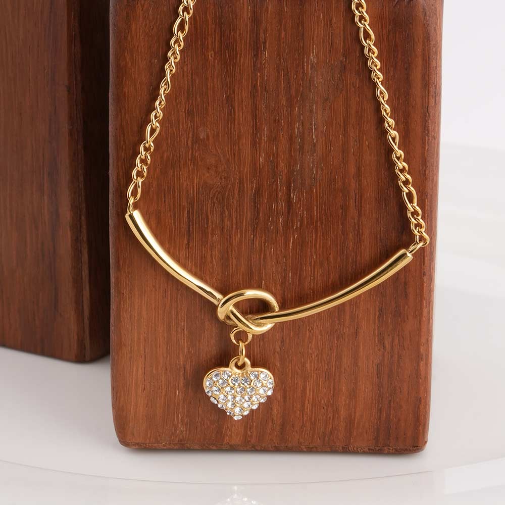 Crystal Heart Charm Gold Necklace - view 6
