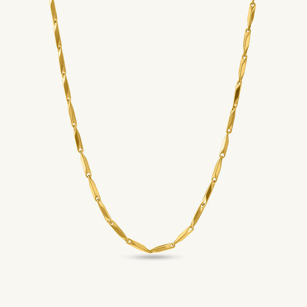 Rice Grain Link Gold Necklace