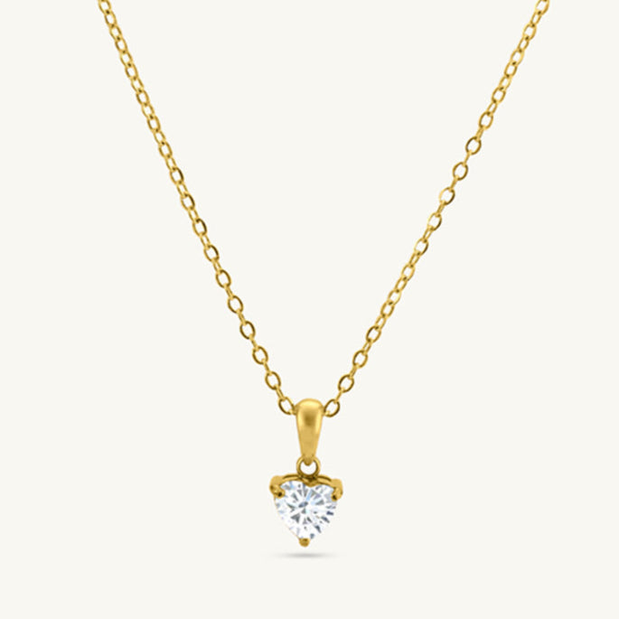 Regal Radiance Heart Solitaire Necklace