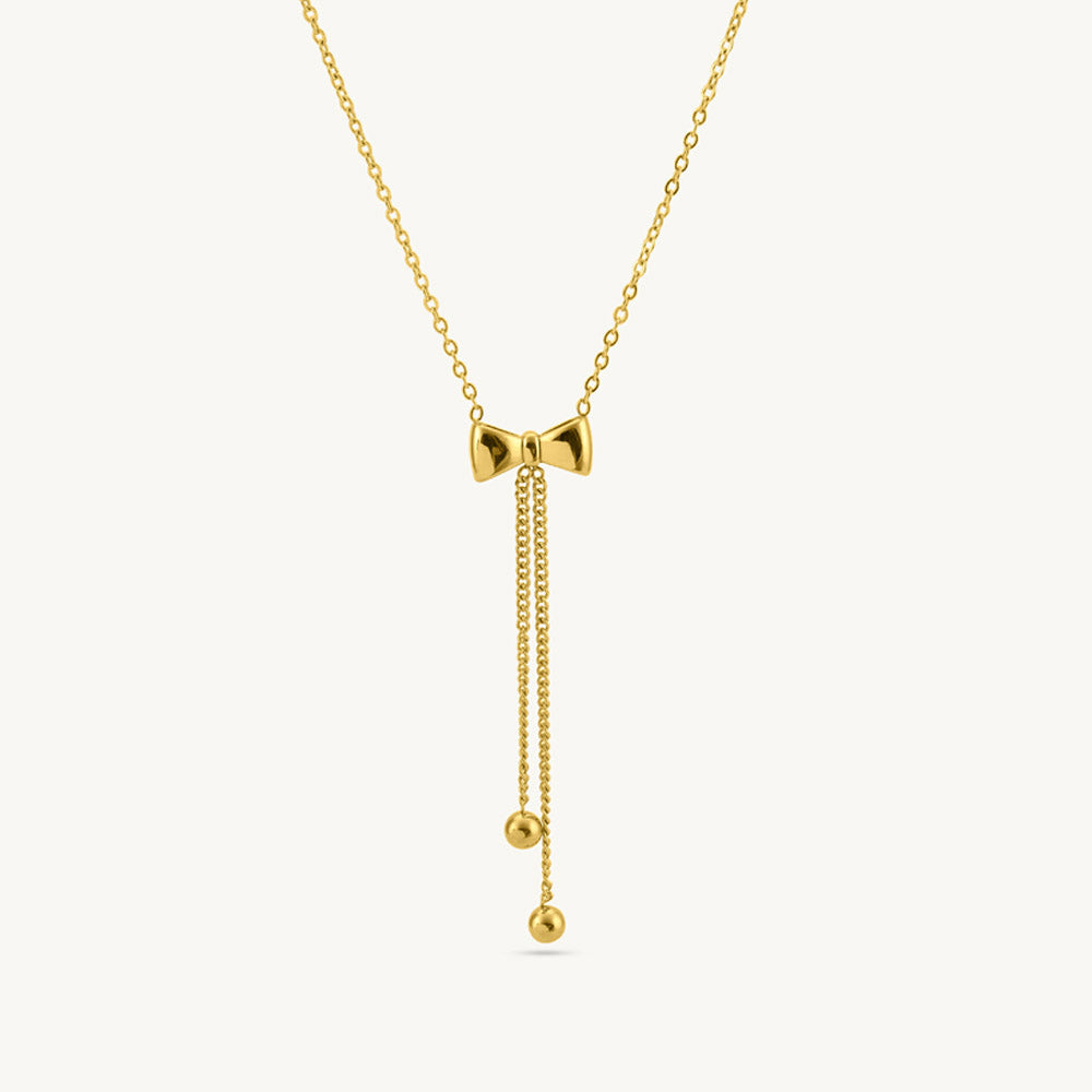 Key to Elegance Bow Pendant Necklace