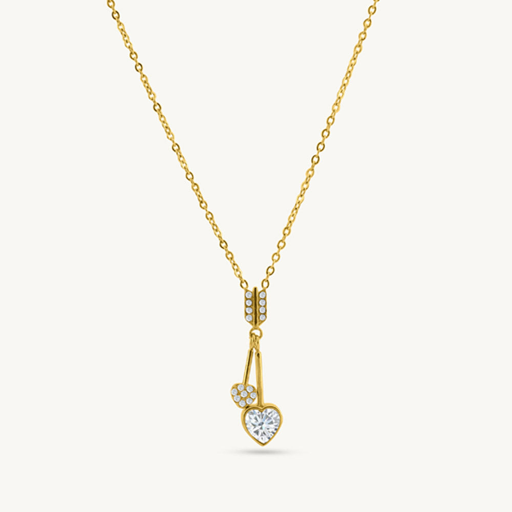 Crystal Thread Heart Drop Necklace
