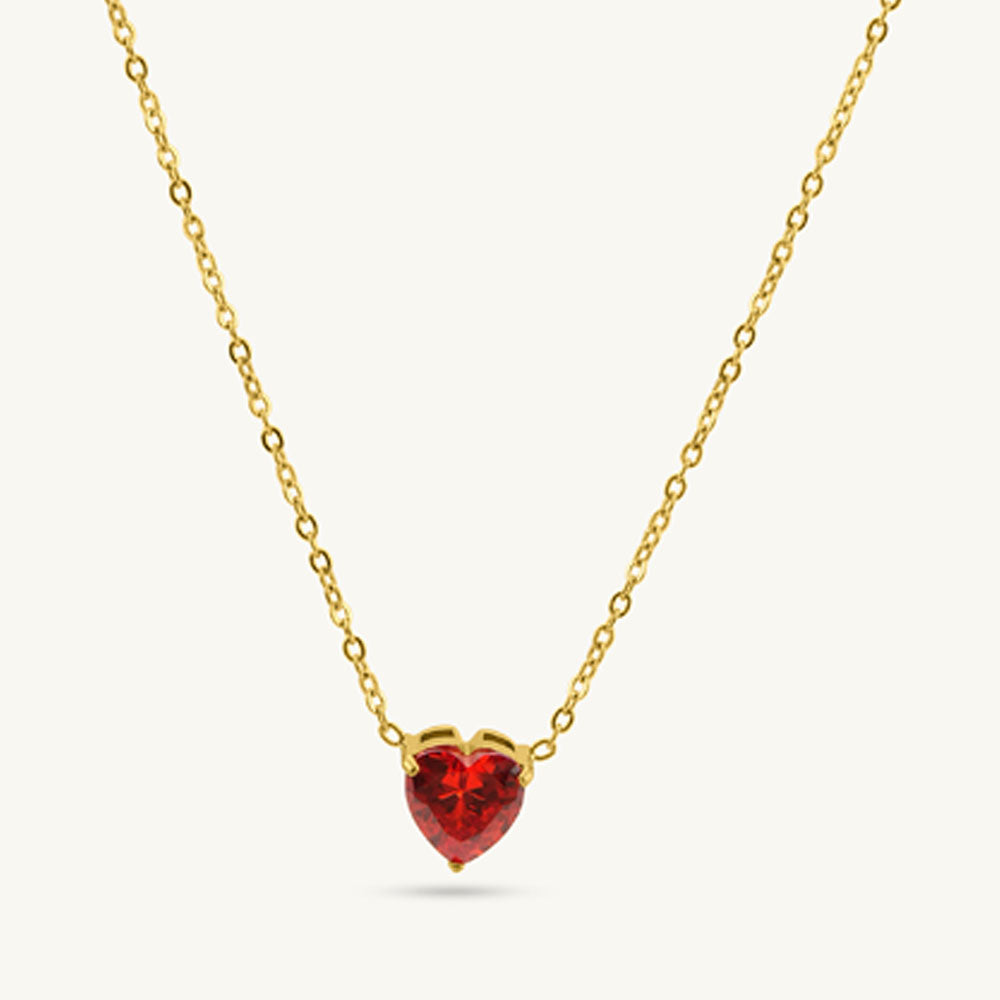 Crimson Spark Heart Pendant Necklace