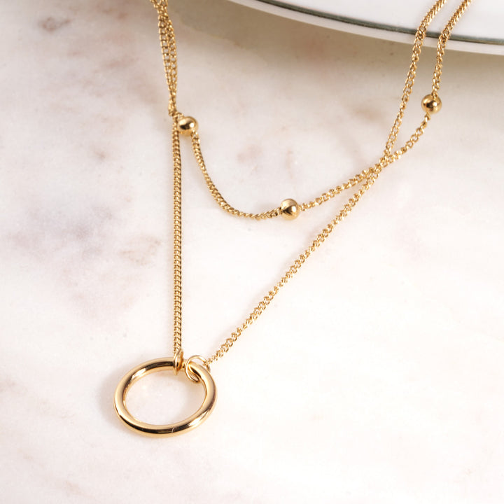Minimal Hoop Charm Necklace - 1
