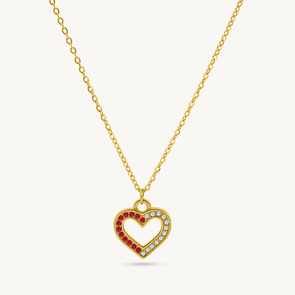 Ruby Studded Open Heart Pendant