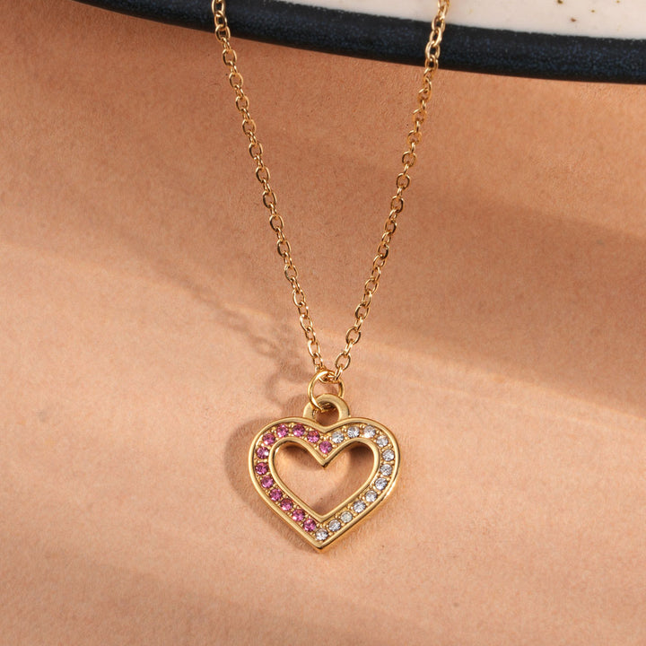 Ruby Studded Open Heart Pendant - 2