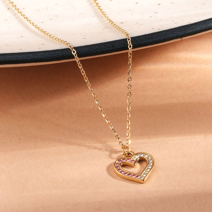 Ruby Studded Open Heart Pendant - 1