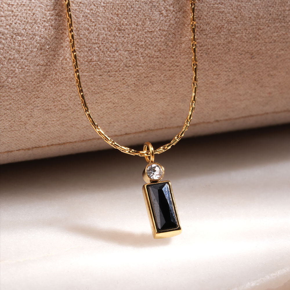 Sleek Black Bar Pendant Necklace - view 3