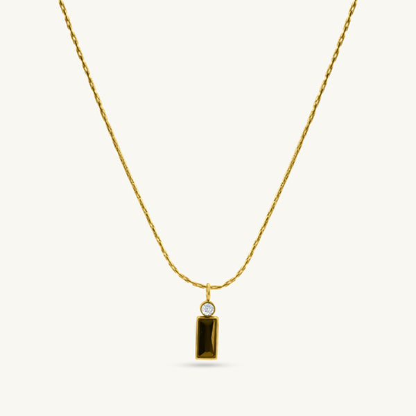 Sleek Black Bar Pendant Necklace