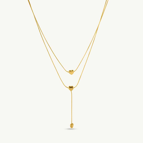 Double Layered Golden Heart Necklace - Image 1
