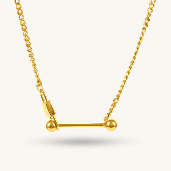 Golden T-Bar Charm Necklace