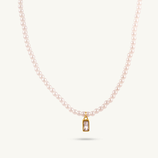 Regal Pearl Lock Charm Necklace