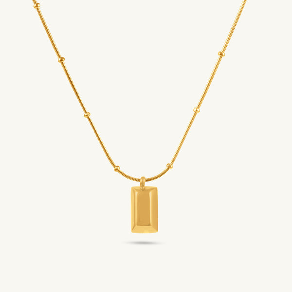 Minimalist Gold Barrel Pendant Necklace