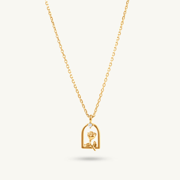 Dainty Bloom Frame Pendant Necklace
