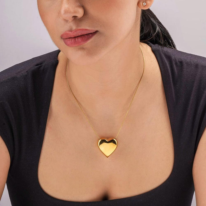 Golden Heart Embrace Necklace